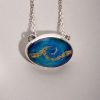 Sterling Silver Memorial Ash Bead - 1  1/8" Oval "Wave" Bezel Set Cabochon - Image 4