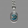 Memorial Glass Key Chain, Sterling Silver with 5/8" Glass Cabochon
